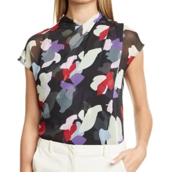 Armani Draped Floral Print Blouse - Picture 1 of 12